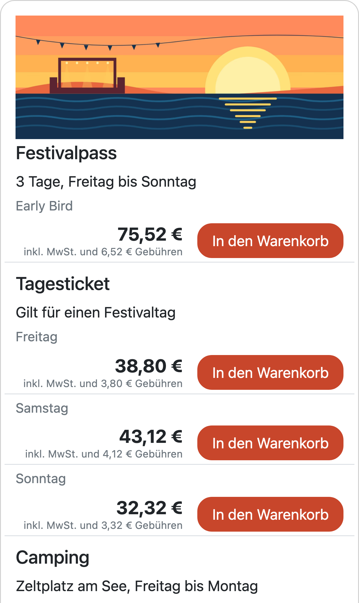 Ticketshop des Sommerfestival 2027 auf dem Handy
